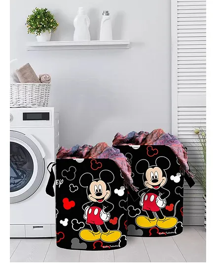 Fun Homes Laundry Bag Mickey Mouse Print Set Of 2 - Black