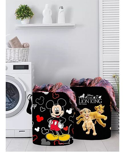 Fun Homes Laundry Bag Mickey Mouse And Friends Print Set Of 2 - Black