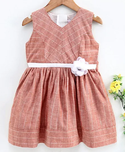 Rassha Sleeveless Striped Dress - Brown