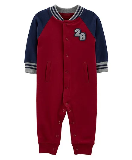 Carter's Varsity Snap-Up Romper - Maroon