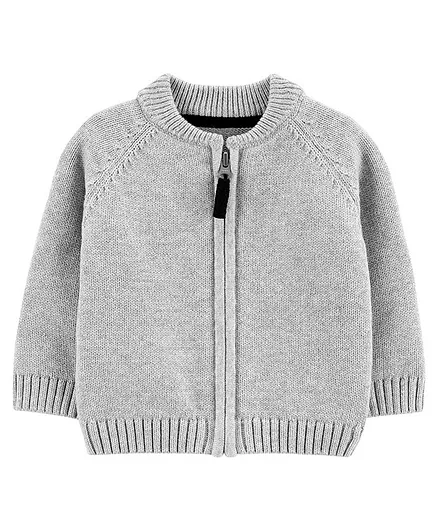 Carter's Zip-Up Cotton Sweater - Grey