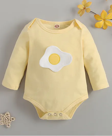 Kookie Kids Full Sleeves Onesie Egg Patch - Yellow