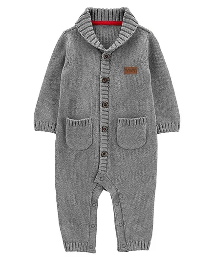 Carter's 1-Piece Santa Fleece Footie PJs - Grey