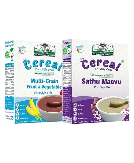 TummyFriendly Organic Sathu Maavu Sprouted Multi Grain Porridge Mix Pack of 2 - 200 gm each