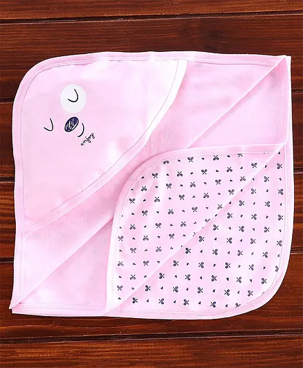 Simply Hooded Printed Cotton Towel - Light Pink