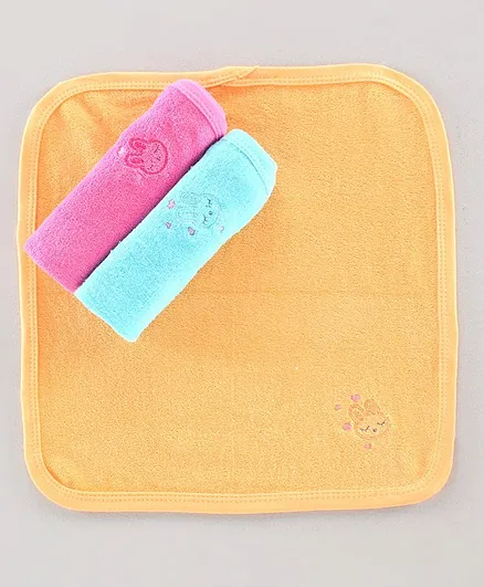Simply Wash Cloth Bunny Embroidered Pack Of 3 - Green, Red & Blue