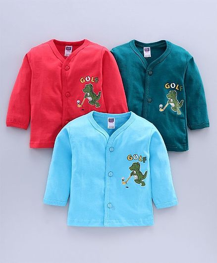 Nottie Planet Crocodile Print Full Sleeves Pack Of 3 Vests - Multi Color