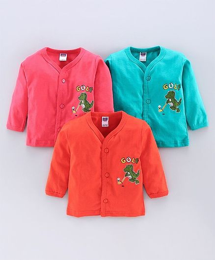 Nottie Planet Crocodile Print Full Sleeves Pack Of 3 Vests - Multi Color