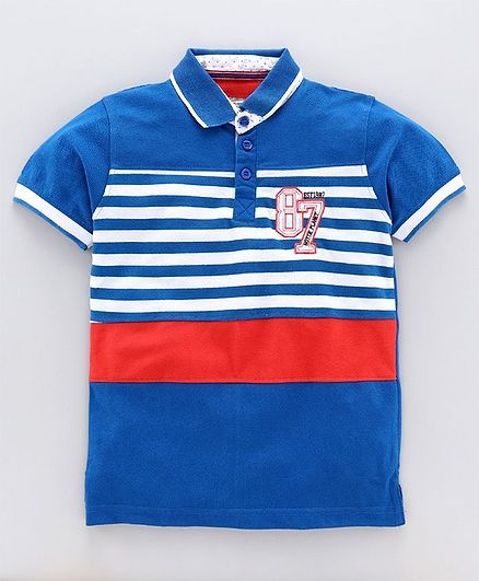 Nottie Planet Half Sleeves Striped Tee - Blue