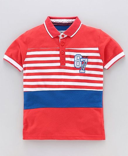 Nottie Planet Half Sleeves Striped Tee - Red