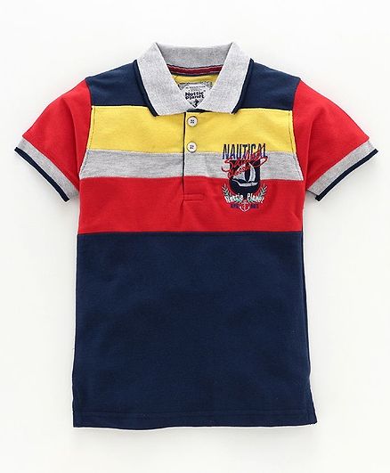 Nottie Planet Half Sleeves Striped Tee - Navy