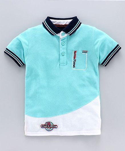 Nottie Planet Half Sleeves Dual Color Tee - Sky Blue