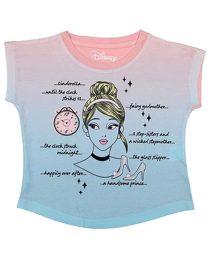 Disney By Crossroads Short Sleeves Princess Cinderella Print Top - Pink