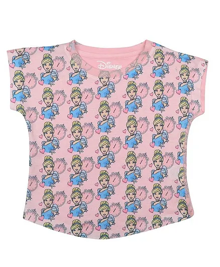 Disney By Crossroads Short Sleeves Princess Cinderella Print Top - Pink