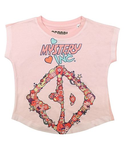 Scooby-Doo By Crossroads Short Sleeves Mystery INC Print Top - Pink