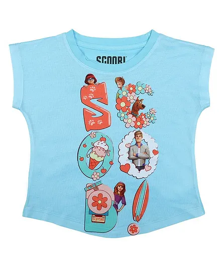 Scooby-Doo By Crossroads Short Sleeves Character Print Top - Sky Blue