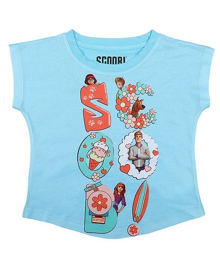Scooby-Doo By Crossroads Short Sleeves Character Print Top - Sky Blue