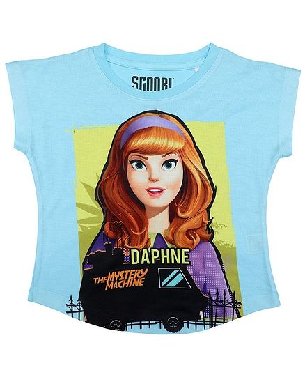 Scooby-Doo By Crossroads Short Sleeves Character Print Top - Sky Blue