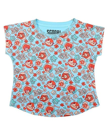 Scooby-Doo By Crossroads Short Sleeves Character Print Top - Sky Blue