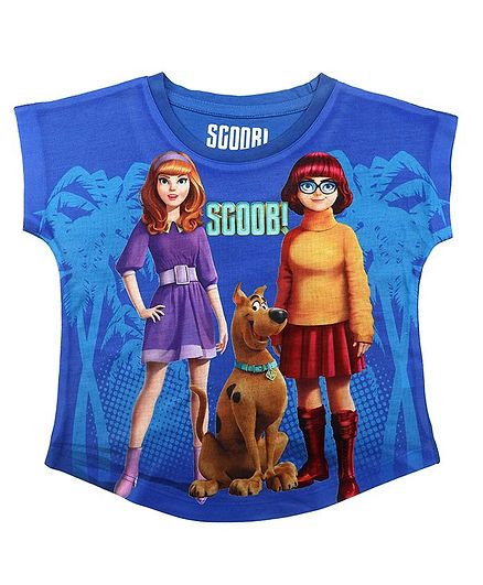 Scooby-Doo By Crossroads Short Sleeves Character Print Top - Royal Blue
