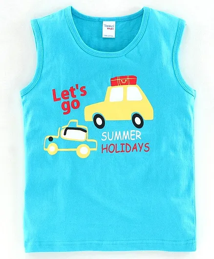 Taeko Sleeveless Tee Sports Print - Blue