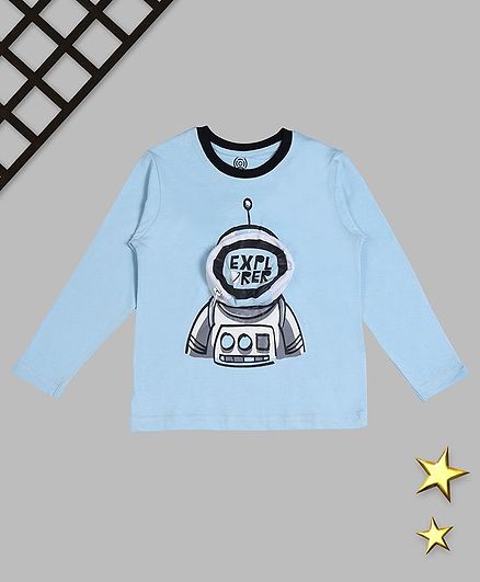 Tambourine Full Sleeves Explorer Print Tee - Blue