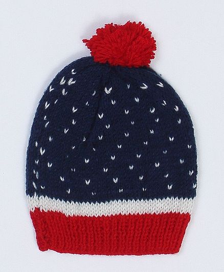 USHA ENTERPRISES Heart Knit Detailing Cap - Dark Blue