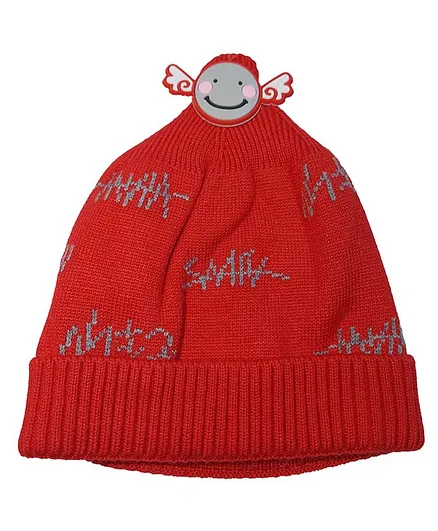 Jujubes Winter Woolen Cap Red- Diameter 13 cm