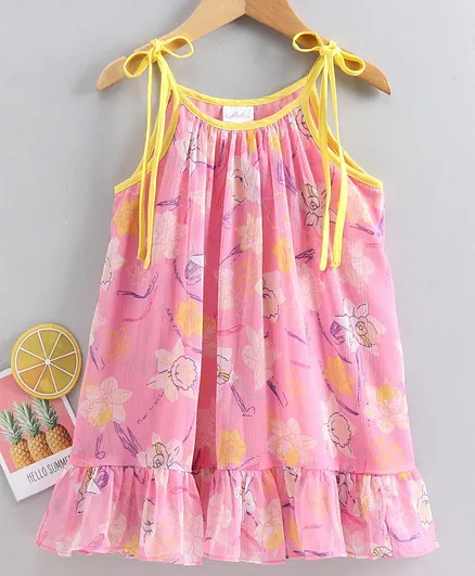 Pspeaches Sleeveless Floral Print Dress - Pink
