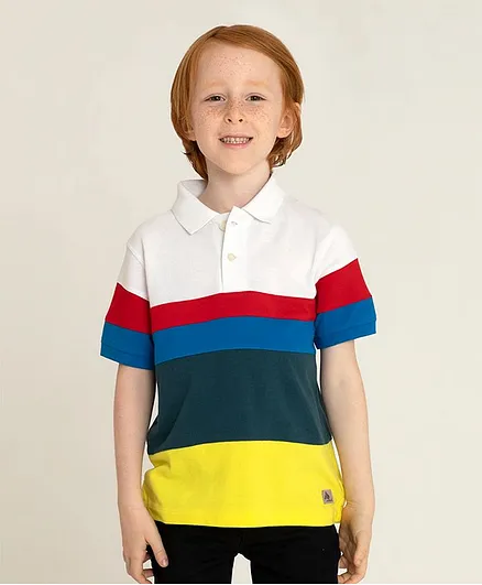 Cherry Crumble By Nitt Hyman Half Sleeves Striped Polo T-Shirt - Multicolor