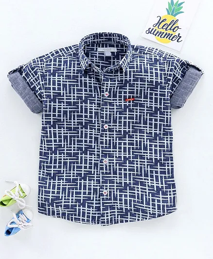 Attack Half Sleeves Printed Shirt - Blue