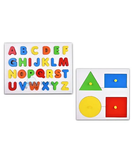 FunBlast Wooden Capital Alphabet & Shapes Puzzle - Multicolor