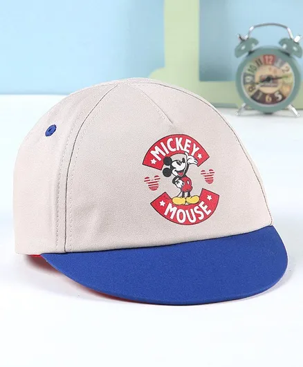 Babyhug Summer Cap Mickey Print White - Diameter 15 cm