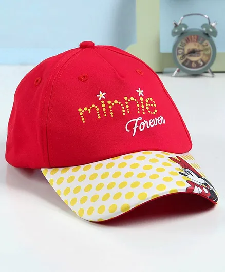 Babyhug Summer Cap Minnie Mouse Print Red - Diameter 16.5 cm
