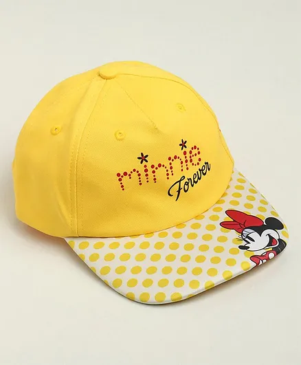 Babyhug Summer Cap Minnie Mouse Print Yellow - Diameter 16.5 cm
