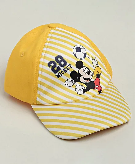 Babyhug Summer Cap Mickey Print Yellow - Diameter 17.5 cm