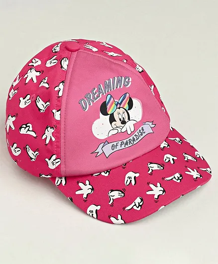 Babyhug Summer Cap Minnie Print Pink - Diameter 16 cm