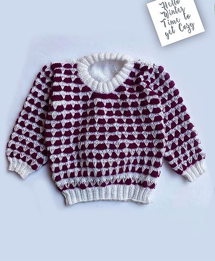 Knitting by Love Full Sleeves Dual Tone Sweater - Purple