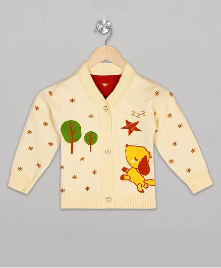 The Sandbox Clothing Co Full Sleeves Doggy Design Sweater - Cream