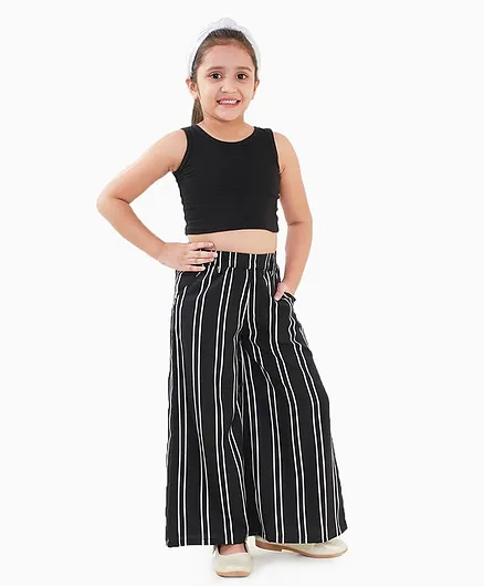 Naughty Ninos Sleeveless Top With Striped Palazzos - Black & White