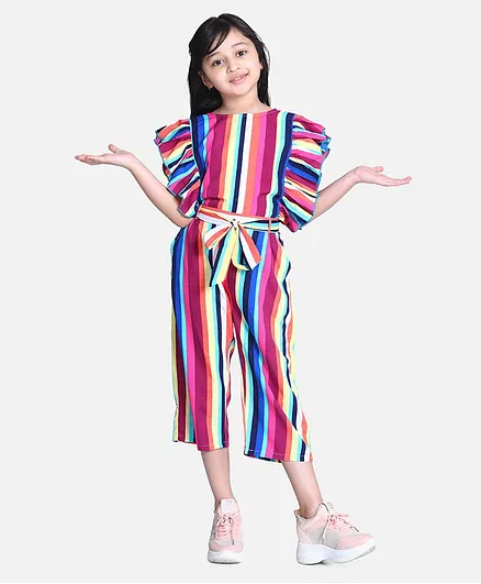 Cutiekins Sleeveless Striped Jumpsuit - Multicolour