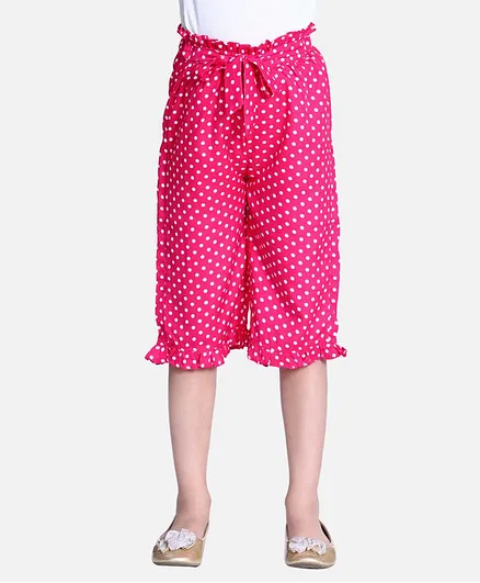 Cutiekins Polka Dot Print Capri Palazzo - Pink & White