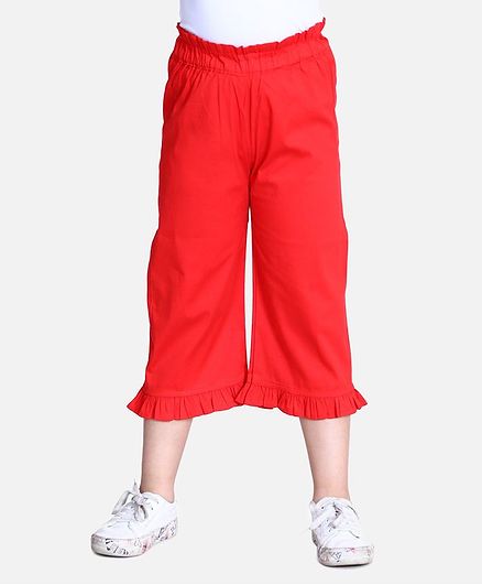 Cutiekins Solid Color Three Fourth Length Capri Palazzo - Red