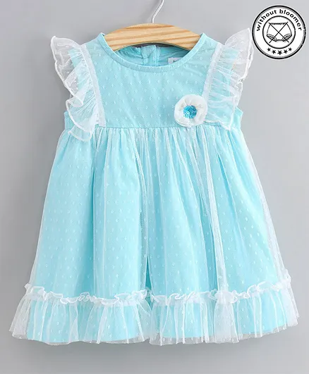 Babyoye Frill Sleeves Frock - Blue