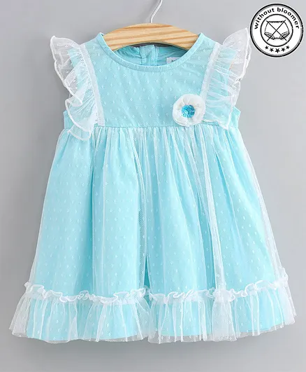 Babyoye Frill Sleeves Frock - Blue