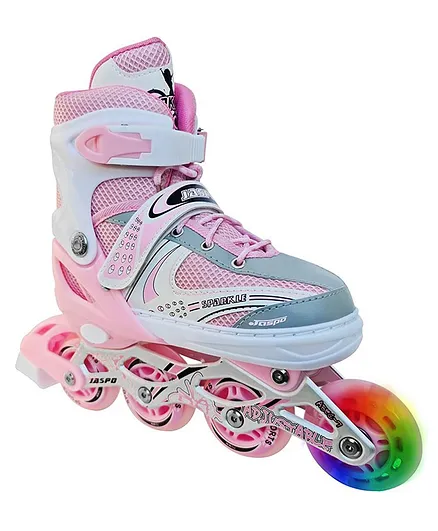 Jaspo Sparkle Adjustable Inline Skates With Front Light Up Wheels Small - Pink