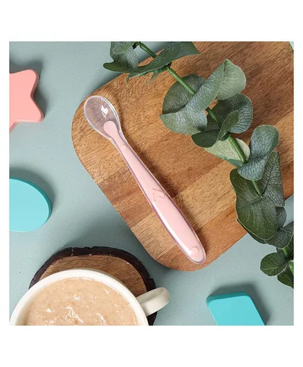 Kicks & Crawl Silicone Long Feeding Spoon - Peach