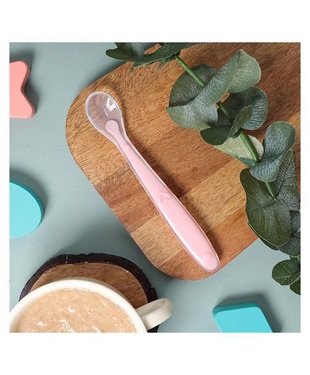 Kicks & Crawl Silicone Long Feeding Spoon - Pink