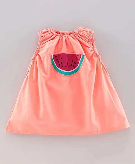 JusCubs Sleeveless Watermelon Patch Onesie - Orange