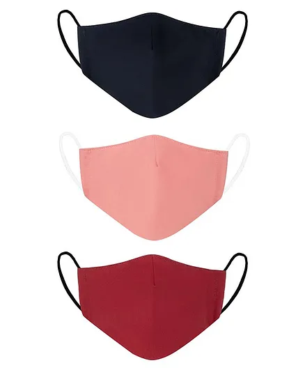 VEA Kids 3 Ply Cotton Face Masks Pack of 3 - Pink Navy Blue